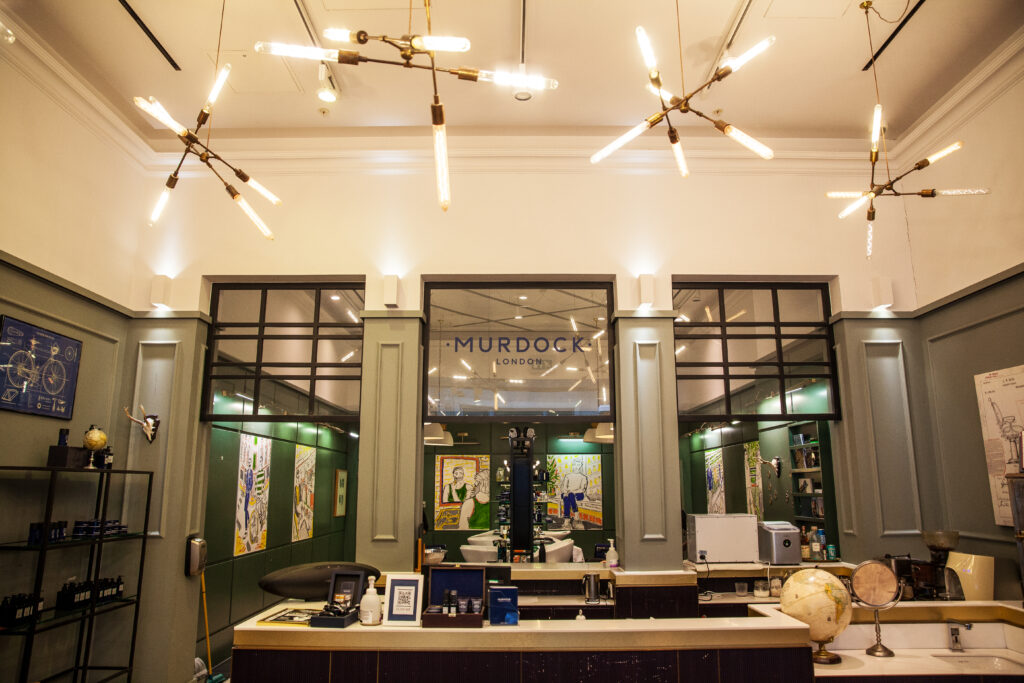 The interior of Murdock barber in Soho in London