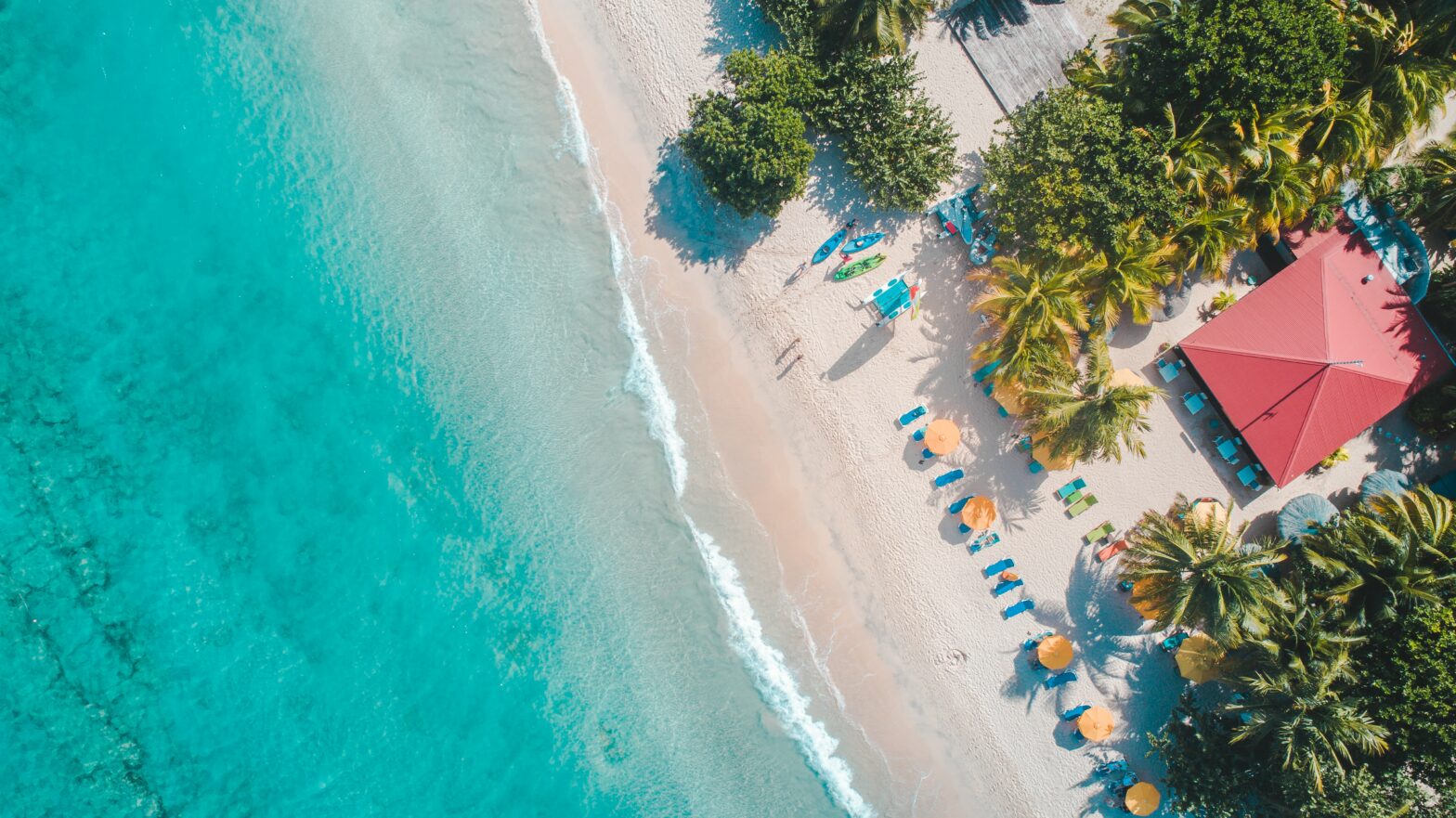 Aerial view of a beach bar, Grand Anse Beach | Grenada, Caribbean