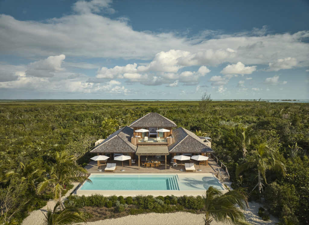 Aerial shot of serenity house at COMO Parrot Cay Turks and Caicos