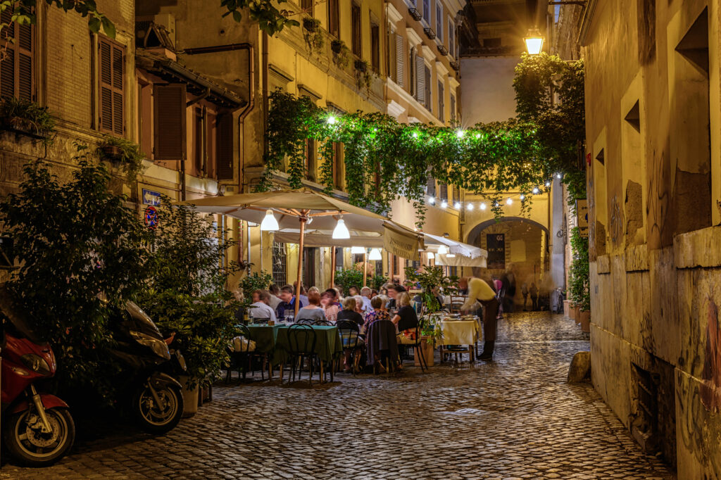 An evening dining in Trastevere in Rome
